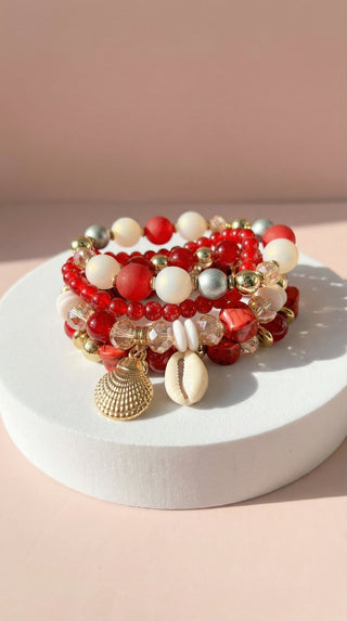 Shell Crystal Charm Ceramic Beaded Bracelet