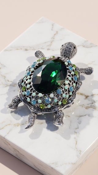 Sea Turtle Crystal Brooch Pin