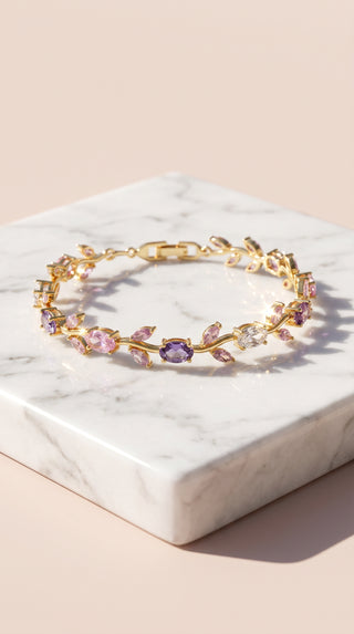 Gold Plated Floral Crystal Bracelet