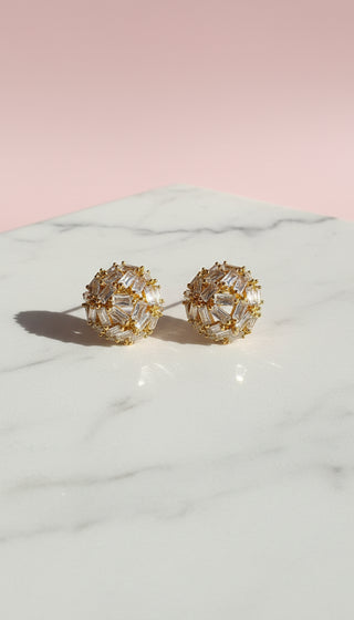 Rounded Ball Crystal Stud Earrings