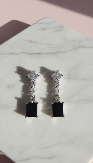 Black Square Zircon Crystal Drop & Dangle Earrings
