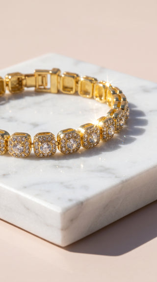 Gold Plated Crystal Tennis Bracelet
