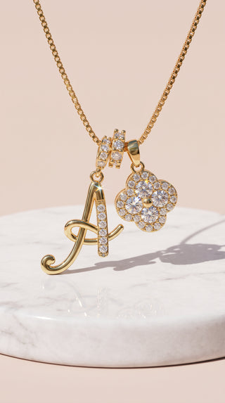 Clover Initial Personalised Gold Plated Pendant Necklace