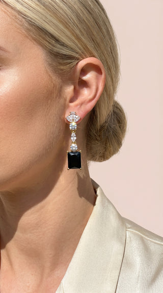 Black Square Crystal Drop & Dangle Earrings