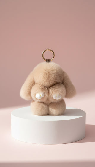 Mini Plush Fluffy Bunny Rabbit Key Ring & Bag Charm