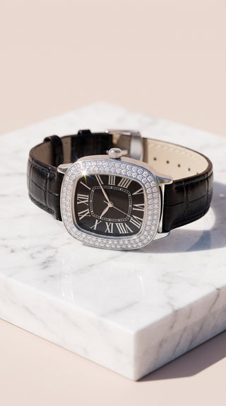 Crystal Bezel Rectangular Roman Numeral Watch