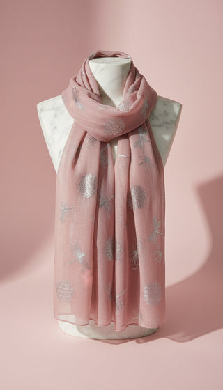 Dragon Fly Shimmer Silver Foil Scarf Pack of 12