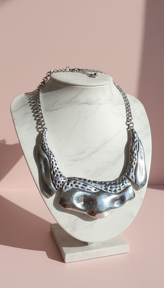 Silver Abstract Hammered Collar Necklace