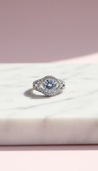 Round Cut Crystal Gold Ring Box set of 12