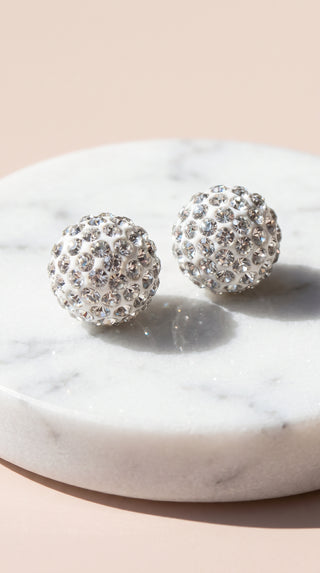 Set Of 12 Round Crystal Stud Earrings