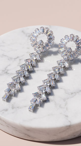 Baguette Cut Crystal Drop & Dangle Statement Earrings