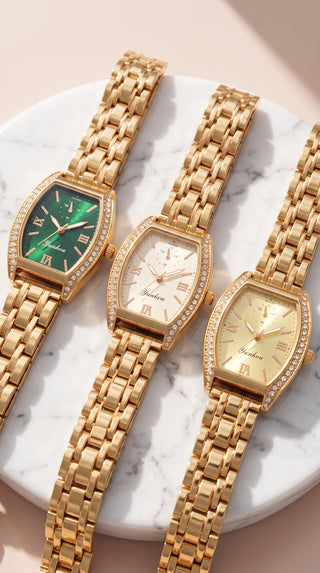 Crystal Bezel Tonneau Bracelet Watch