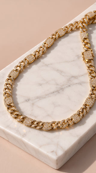 Rhinestone-Pavé Cuban Link Necklace