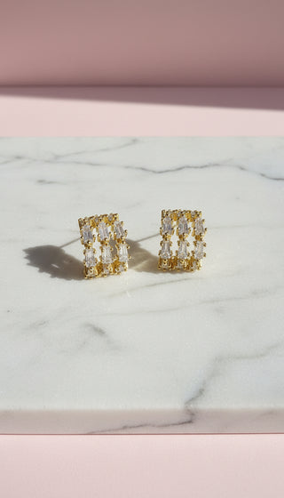 Baguette Cut Huggie Hoop Crystal Earrings