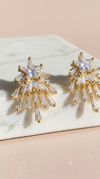 Star Burst Crystal Stud Earrings