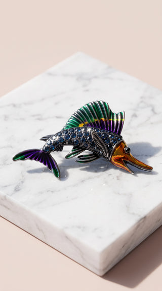 Crystal Fish Brooch