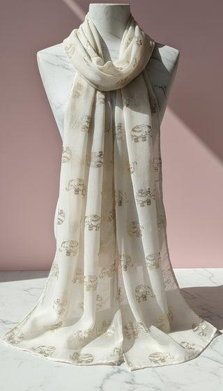 Elephant Shimmer Gold Foil Scarf Pack of 12
