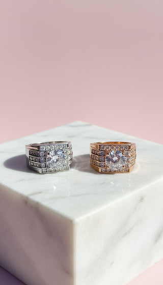 Men's Round Cut Crystal Box Set of 12 Rings