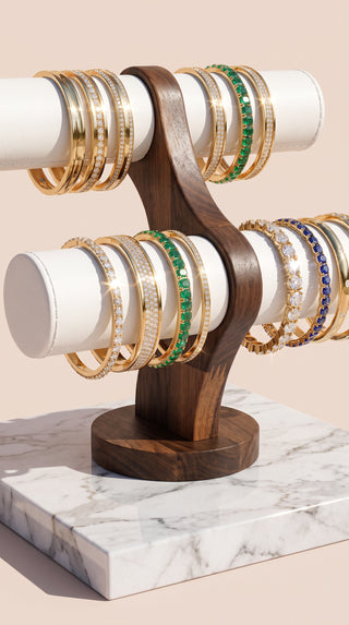 Luxe Dual-Tier Jewellery Display Stand – Wooden Bracelet & Watch Holder