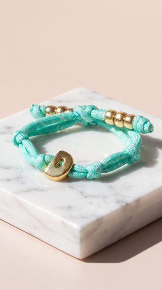 Gold Charm Initial Knotty Pull-Tie Bracelet