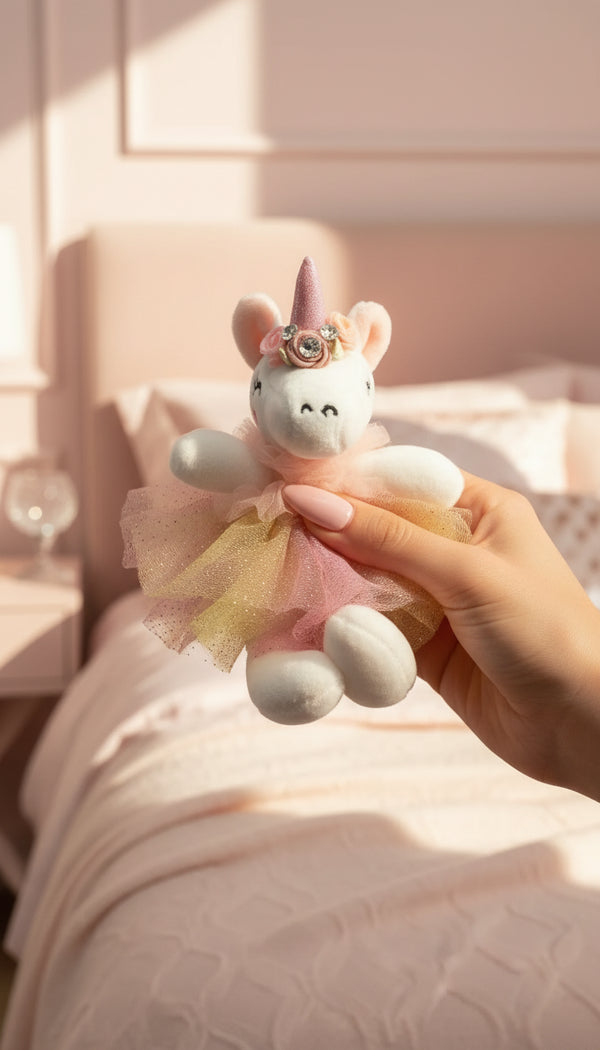 Jeweled Plush Ballerina Unicorn Key Ring & Bag Charm