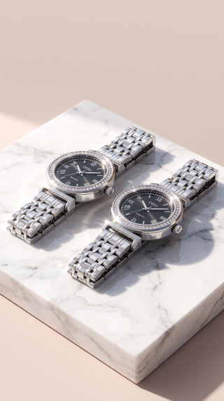 Crystal Bezel Quartz Watch – Classic Metal Link Strap