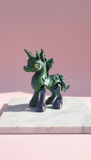 3D Printed Articulated Fantasy Winged Unicorn Figurine: Bioplastic