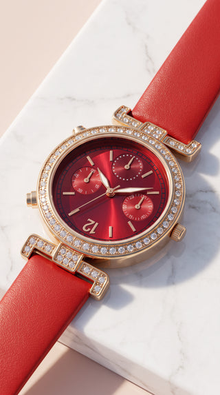 Crystal Bezel Soft Strap Watch