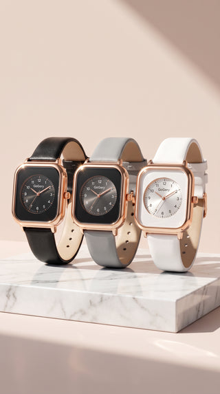 Square Gold Face Silicone Popper Closure Watch