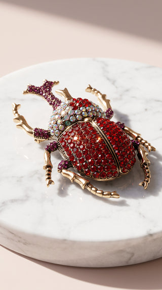 Sparkling Crystal Beetle Brooch