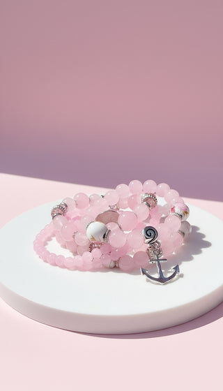 Anchor Charm Ceramic Beaded Bracelet Set