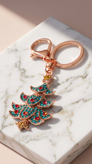Christmas Tree Crystal Keyring & Bag Charm