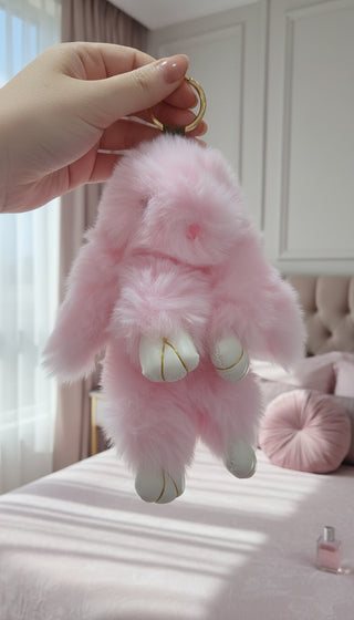 Pack Of 10 Fluffy Bunny Key Ring & Bag Charms