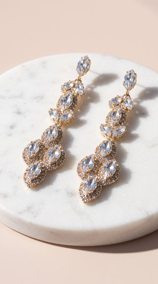 Gold Teardrop Crystal Drop & Dangle Statement Earrings