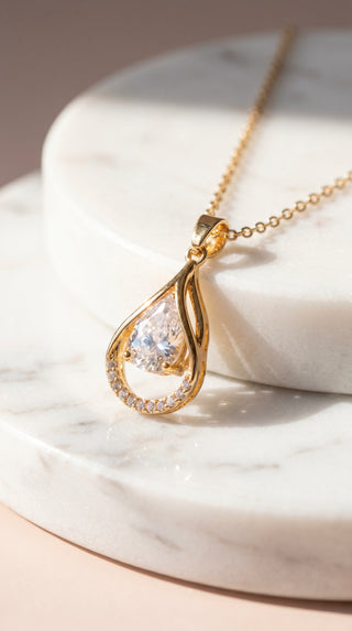 Teardrop Crystal Pendant Necklace
