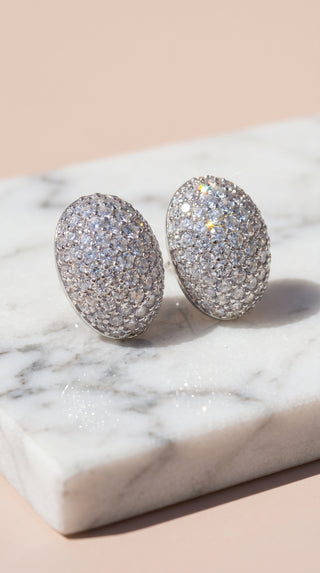 Curved Pavé Crystal Stud Earrings