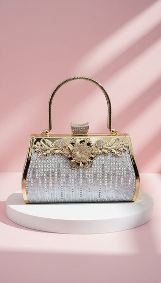 Iridescent Floral Decor Crystal Clutch bag
