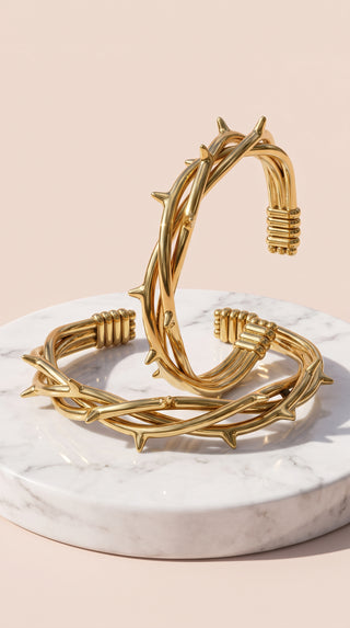 Barbed Wire Gold Plated Stainless Steel Bangle
