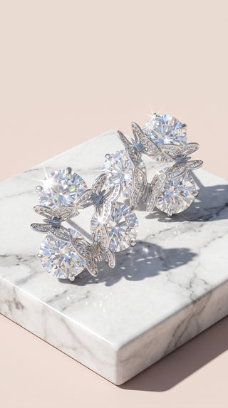 Layered Butterfly Crystal Stud Earrings