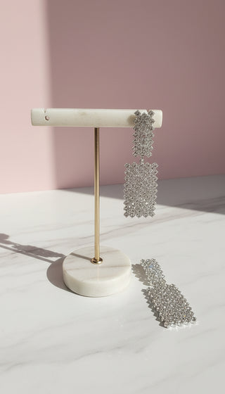 Oblong Layered Drop & Dangle Crystal Earrings