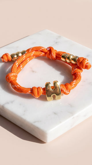 Gold Charm Initial Knotty Pull-Tie Bracelet