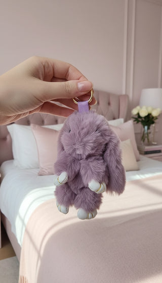 Mini Plush Fluffy Bunny Rabbit Key Ring & Bag Charm