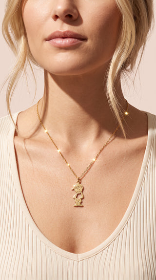 The "Forever Close" Motherhood Silhouette Gold Plated Little Boy Necklace
