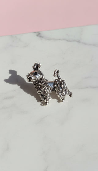 Crystal Collar Poodle Dog Pin Statement Brooch