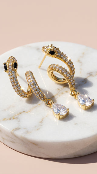 Snake Teardrop Gold Plated Earrings