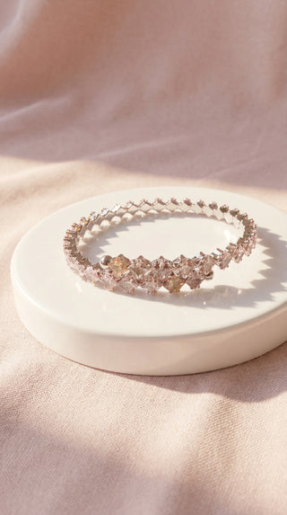 Stretchy Square Cut Crystal Snap On Cuff