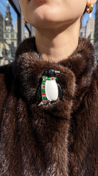 Penguin Christmas Festive Brooch Pin