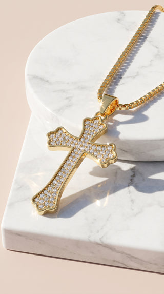 Crystal Cross Symbolic Necklace Pendant