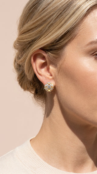 Round Ball Cluster Crystal Stud Earrings