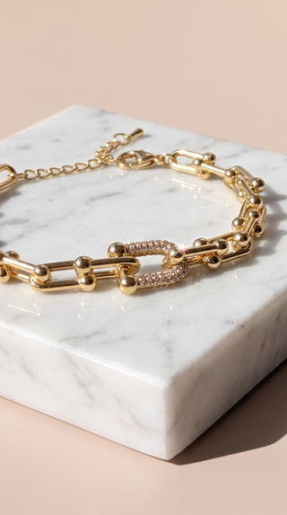 Gold Plated U-Link Paperclip Chain Bracelet